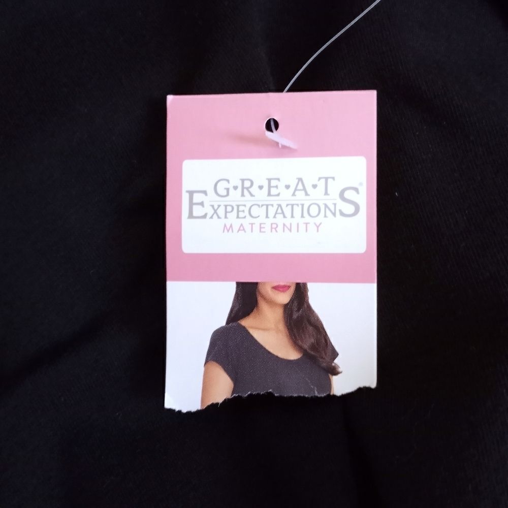 GREAT EXPECTATIONS BLACK LONG SLEEVE T-SHIRT MATERNITY DRESS SZ.XL NWT - Picture 9 of 10